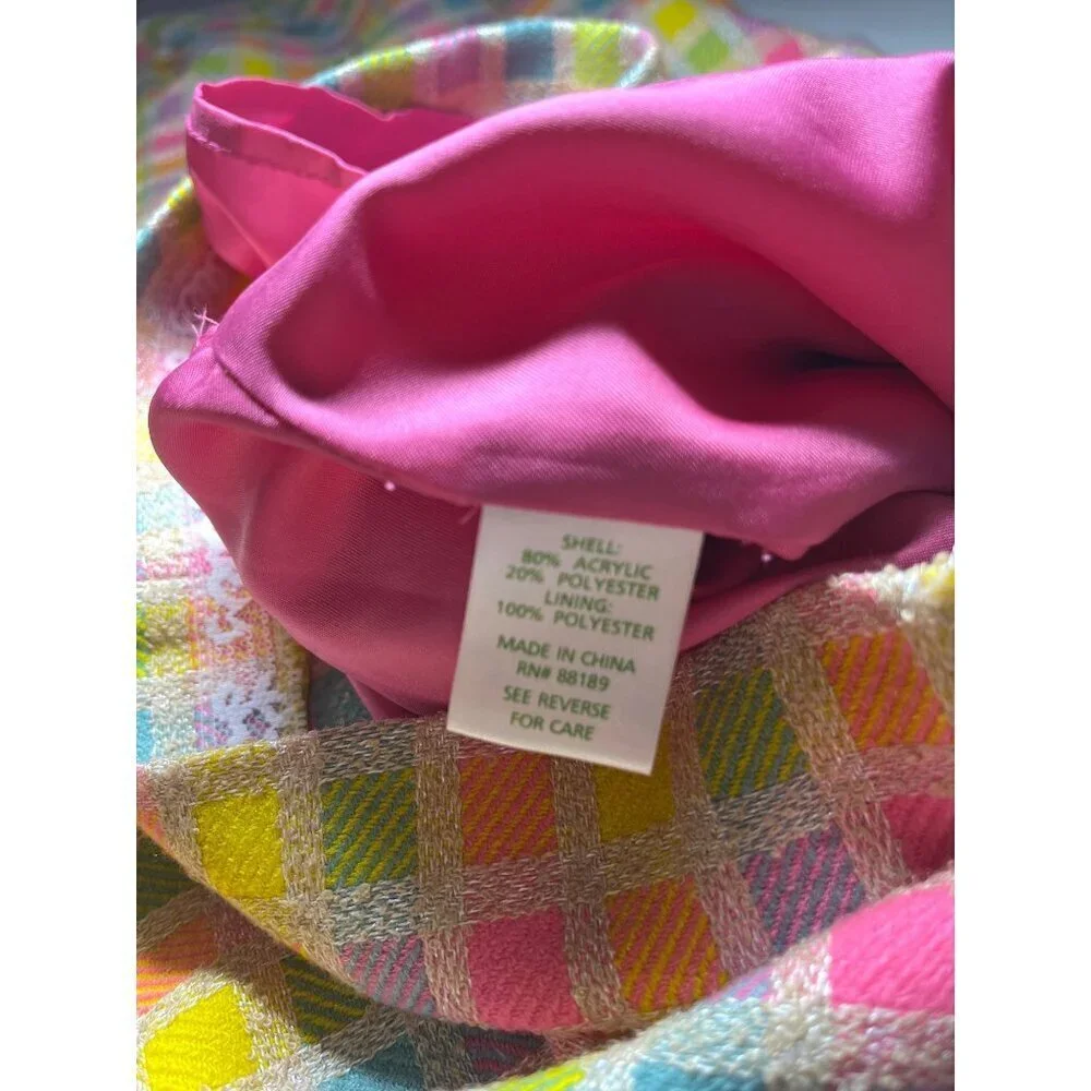 Lilly Pulitzer Boucle Fringe Bibi Strapless Check Plaid Dress Size 4 - Picture 8 of 11